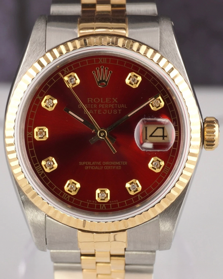 Rolex Datejust 36MM Aftermarket Red Dial Two-Tone Jubilee Bracelet (16013)
