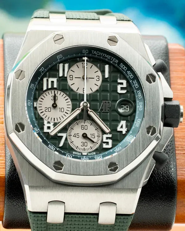 2022 Audemars Piguet Royal Oak Offshore Chronograph 42MM Green Dial Rubber Strap (26238TI.OO.A056CA.01)