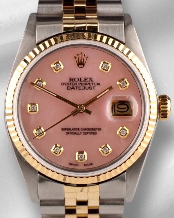 Rolex Datejust 36MM Aftermarket Pink Mother of Pearl Dial Two-Tone Jubilee Bracelet (16013)