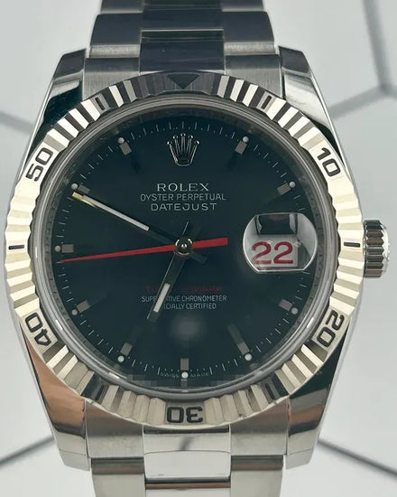 2007 Rolex Datejust Turn-O-Graph 36MM Black Dial Oyster Bracelet (116264)