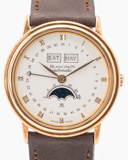 Blancpain Villeret Moonphase 34MM White Dial Leather Strap (6553-1418-A55)