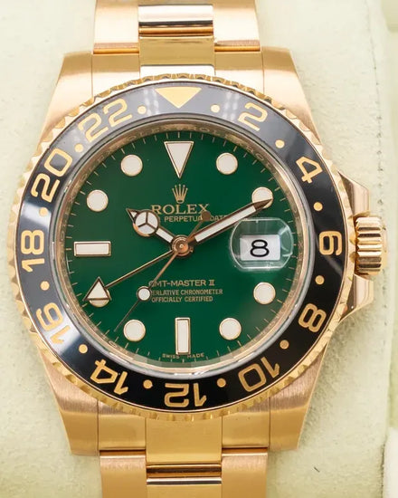 Rolex GMT-Master II 40MM Green Dial Yellow Gold Oyster Bracelet (116718LN)