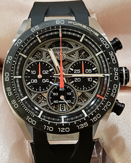 2024 Tag Heuer Carrera Chronograph X Porsche 963 L.E. 44MM Skeleton Dial Rubber Strap (CBU2010.FT6267)