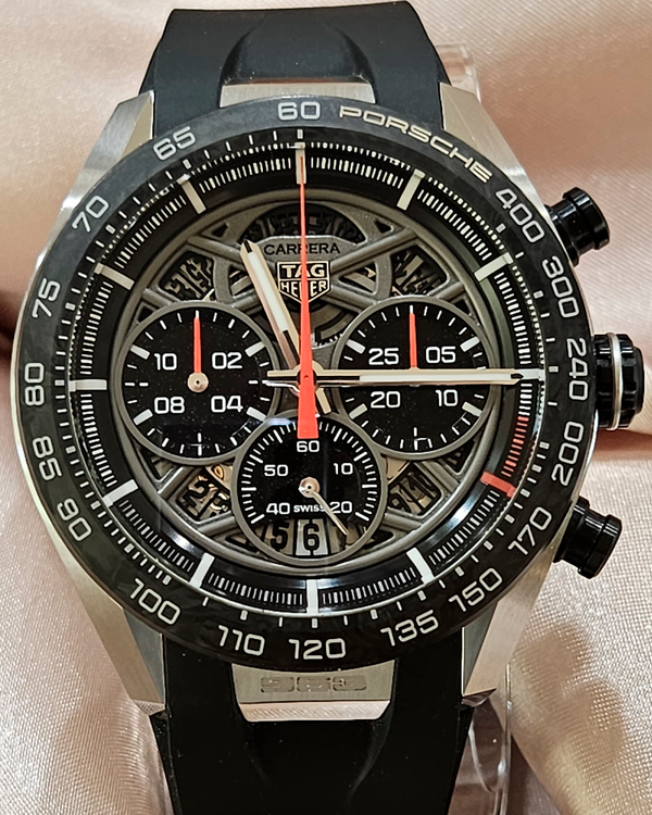 2024 Tag Heuer Carrera Chronograph X Porsche 963 L.E. 44MM Skeleton Dial Rubber Strap (CBU2010.FT6267)