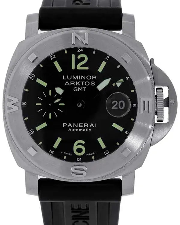 2005 Panerai Luminor Submersible Arktos GMT L.E. 44MM Black Dial Rubber Strap (PAM00186)