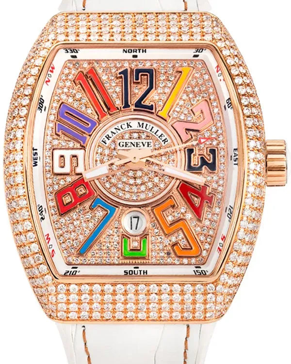 Franck Muller Vanguard 32MM Diamond Dial Leather Strap (V45 SC DT)