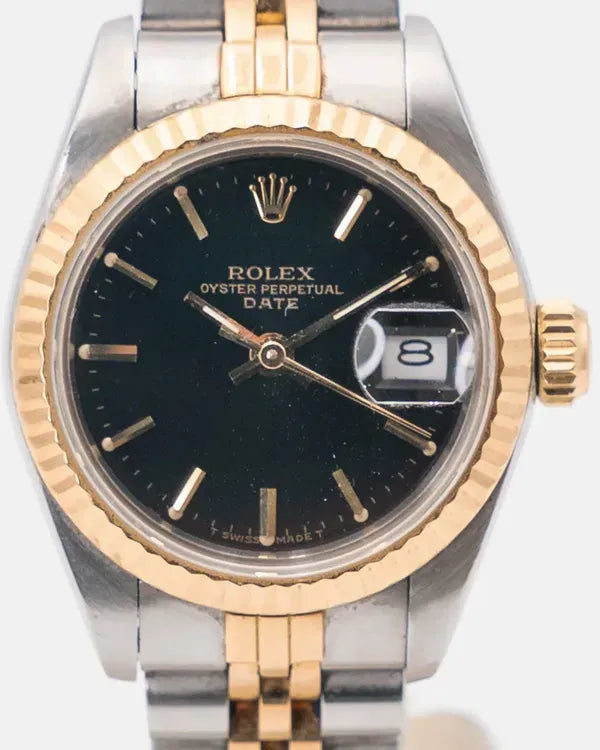Rolex Lady-Datejust 26MM Black Dial Two-Tone Jubilee Bracelet (69173)