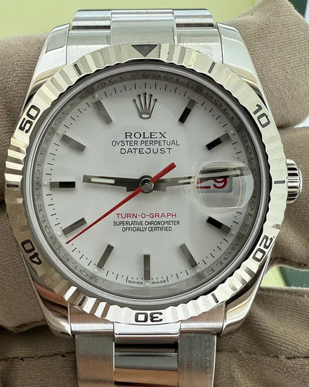 2005 Rolex Datejust Turn-O-Graph 36MM White Dial Oyster Bracelet (116264)