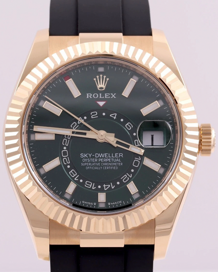 2025 Rolex Sky-Dweller 42MM Green Dial Rubber Strap (336238)