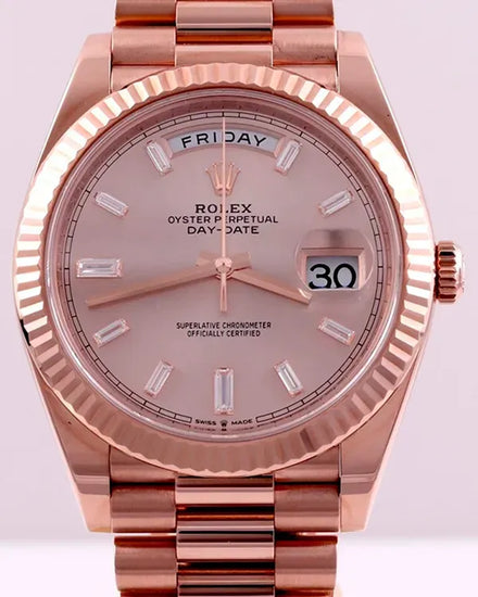 2021 Rolex Day-Date 40MM Sundust Dial Rose Gold President Bracelet (228235)