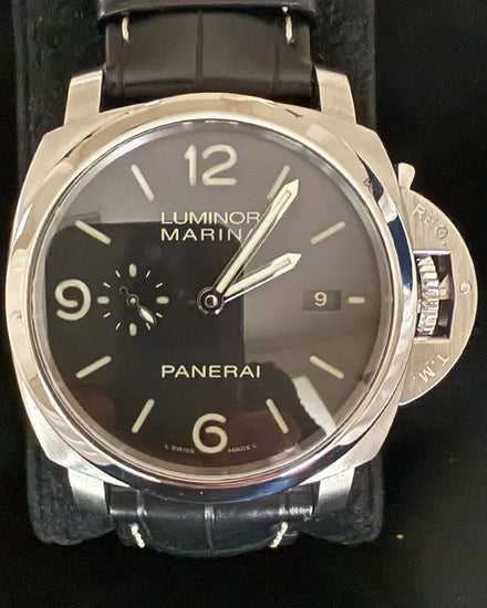 2015 Panerai Luminor Marina 1950 3 Days 44MM Black Dial Leather Strap (PAM00312)
