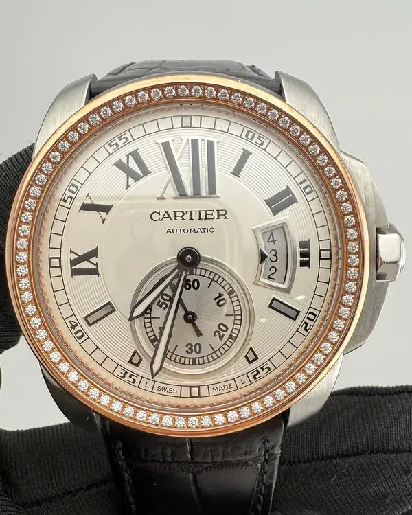 Cartier Calibre de Cartier 42MM Silver Dial Leather Strap (W7100039)