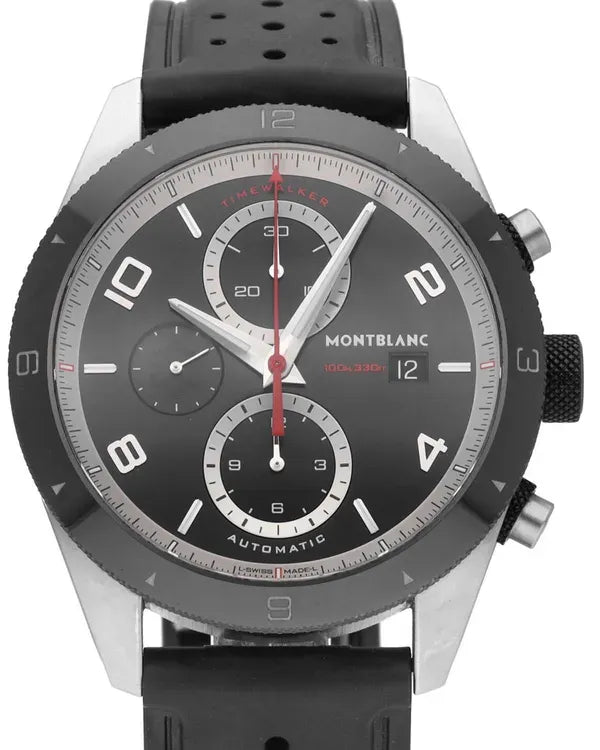 Montblanc Timewalker 43MM Black Dial Rubber Strap (116096)