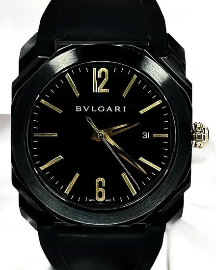 No Reserve - Bvlgari Octo Solotempo Ultra Nero 41MM Black Dial Rubber Strap (102581)