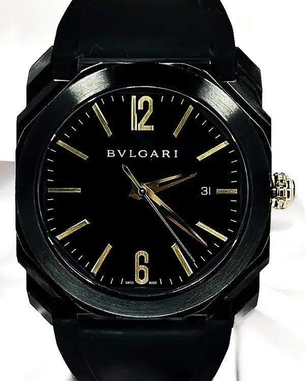 No Reserve - Bvlgari Octo Solotempo Ultra Nero 41MM Black Dial Rubber Strap (102581)