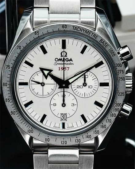 No Reserve - Omega Speedmaster Broad Arrow 42MM Silver Dial Aftermarket Steel Bracelet (321.12.42.50.02.001)