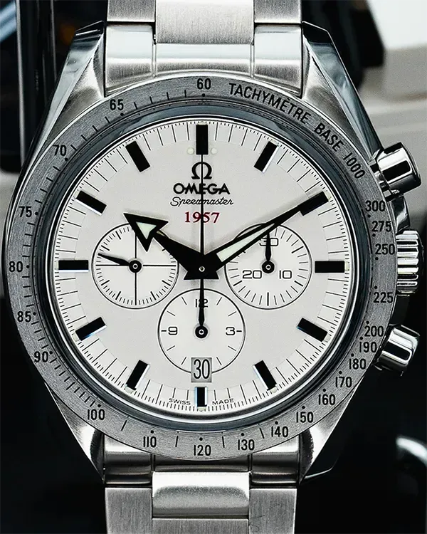 No Reserve - Omega Speedmaster Broad Arrow 42MM Silver Dial Aftermarket Steel Bracelet (321.12.42.50.02.001)