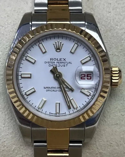 Rolex Lady-Datejust 26MM White Dial Two-Tone Oyster Bracelet (179173)
