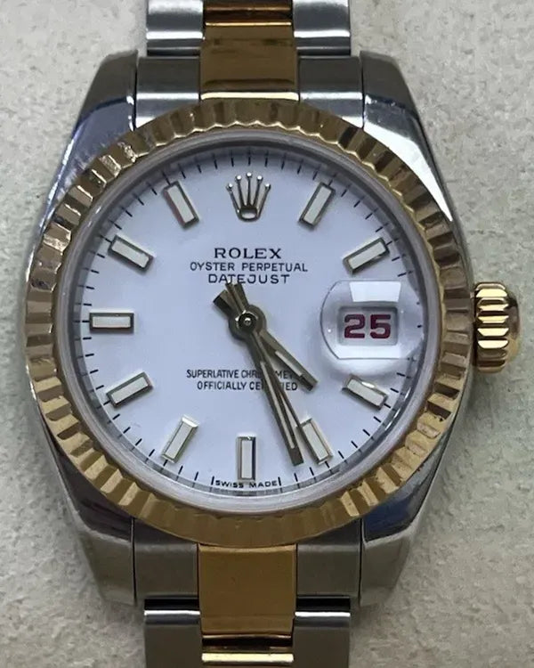Rolex Lady-Datejust 26MM White Dial Two-Tone Oyster Bracelet (179173)