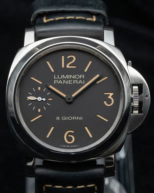 2023 Panerai Luminor Base 8 Giorni 44MM Black Dial Leather Strap (PAM00915)