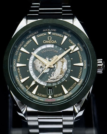 2023 Omega Seamaster Aqua Terra 150M GMT Worldtimer 43MM Green Dial Steel Bracelet (220.30.43.22.10.001)