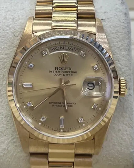 Rolex Day-Date 36MM Champagne Dial Yellow Gold President Bracelet (18238)