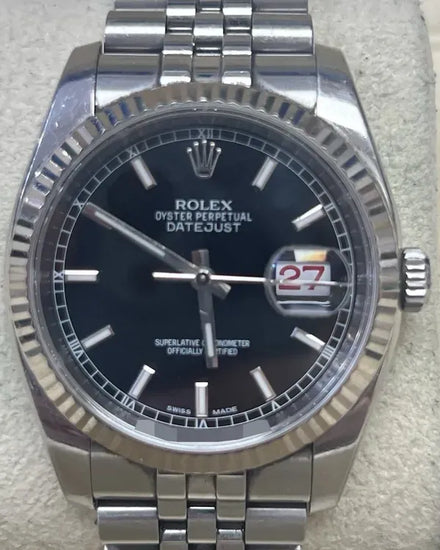 Rolex Datejust 36MM Black Dial Super Jubilee Bracelet (116234)