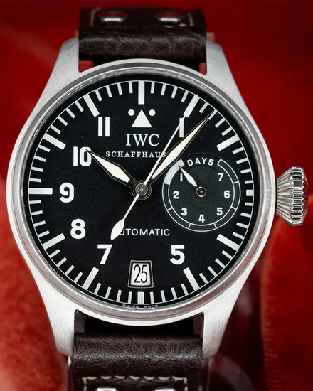 2004 IWC Schaffhausen Pilot 46MM Black Dial Leather Strap (IW500201)