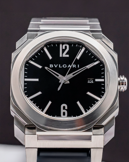 Bvlgari Octo 41MM Black Dial Steel Bracelet (102031 BGO41BSSD)