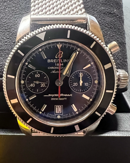 Breitling Superocean Heritage Chronograph 44MM Black Dial Steel Bracelet (A23370)