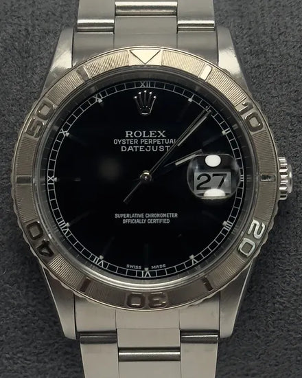Rolex Datejust Turn-O-Graph 36MM Black Dial Oyster Bracelet (16264)