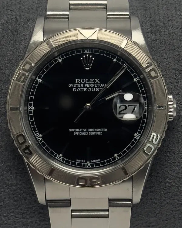 Rolex Datejust Turn-O-Graph 36MM Black Dial Oyster Bracelet (16264)