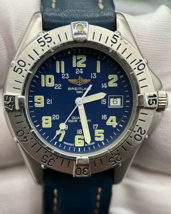 Breitling Colt 38MM Quartz Blue Dial Leather Strap (A57035)