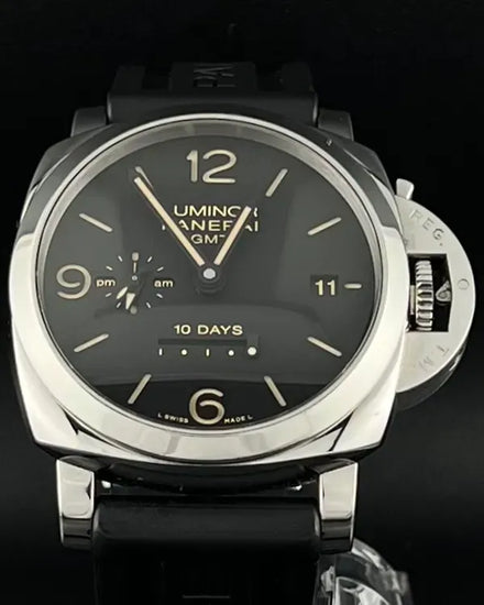 2017 Panerai Luminor 1950 10 Days GMT 44MM Black Dial Rubber Strap (PAM00533)