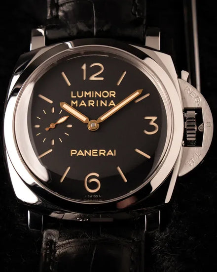 2013 Panerai Luminor Marina 1950 3 Days 47MM Black Dial Leather Strap (PAM00422)