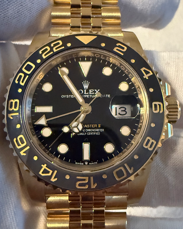 2025 Rolex GMT-Master II "Bumblebee" 40MM Black Dial Yellow Gold Jubilee Bracelet (126718GRNR)