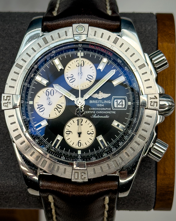 Breitling Chronomat Evolution 44MM Black Dial Leather Strap (A13356)