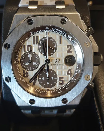 2016 Audemars Piguet Royal Oak Offshore 42MM Ivory "Safari" Dial Aftermarket Rubber Strap (26470ST.OO.A801CR.01)