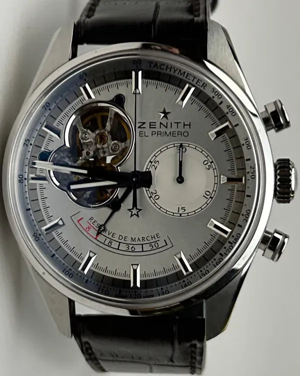 No Reserve - Zenith El Primero Chronomaster Open Heart 42MM Silver Dial Leather Strap (03.2080.4021)