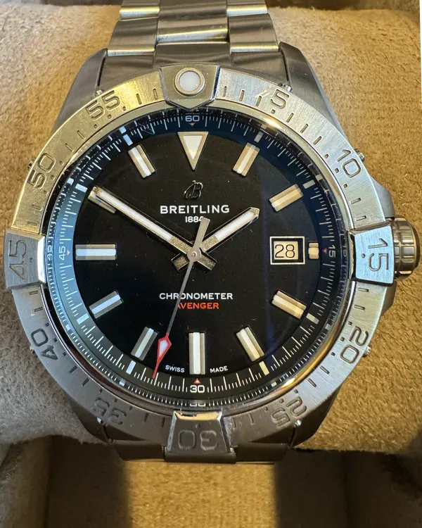 Breitling Avenger 42MM Black Dial Steel Bracelet (A17328)