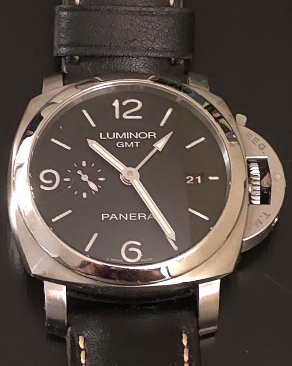 Panerai Luminor 1950 3 Days GMT 44MM Black Dial Leather Strap (PAM00320)