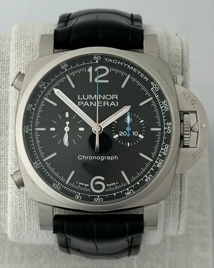 2024 Panerai Luminor Flyback Chronograph 44MM Black Dial Leather Strap (PAM01109)