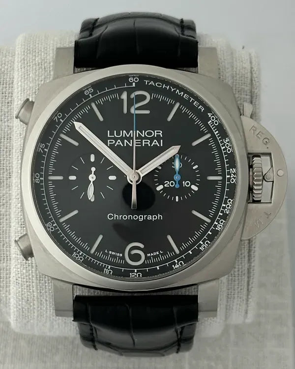 2024 Panerai Luminor Flyback Chronograph 44MM Black Dial Leather Strap (PAM01109)