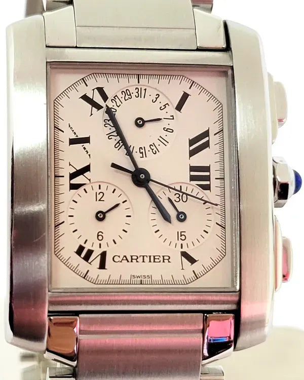 Cartier Tank Française Chronoflex 28MM Quartz White Dial Steel Bracelet (W51001Q3)
