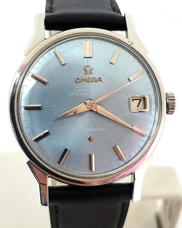 Omega Constellation 34.2MM Blue Dial Aftermarket Leather Strap (14902)