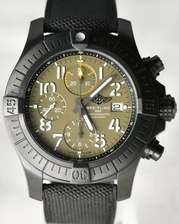 Breitling Avenger Night Mission 45MM Green Dial Black Titanium Textile Strap (V13317101L1X1)