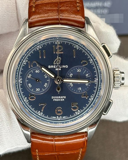 Breitling Premier B15 Duograph 42MM Blue Dial Leather Strap (AB1510171C1P1)