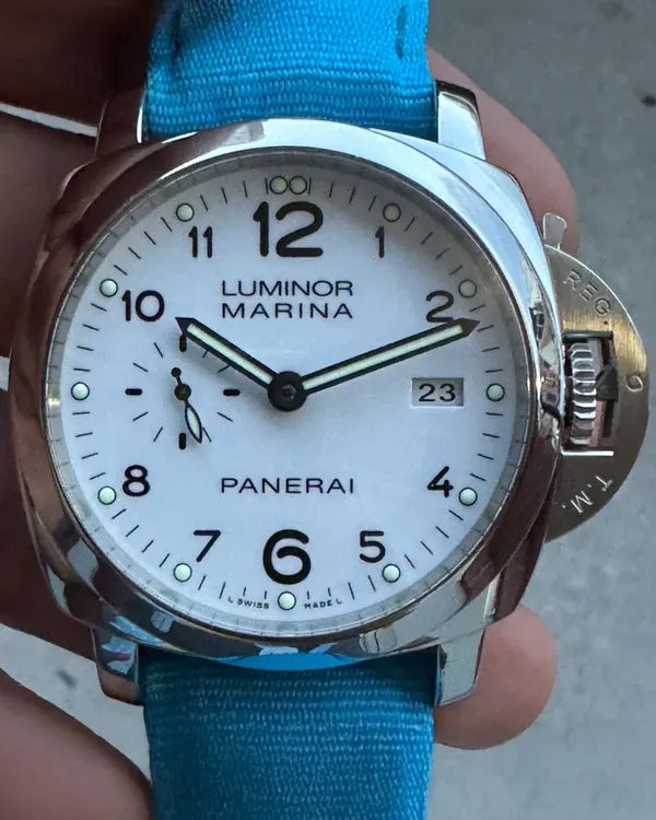 Panerai Luminor Marina 1950 3 Days 44MM White Dial Aftermarket Textile Strap (PAM00499 )