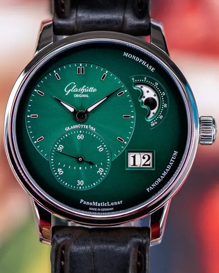 2022 Glashütte Original PanoMaticLunar 40MM Green Dial Leather Strap (1-90-02-13-32-62)