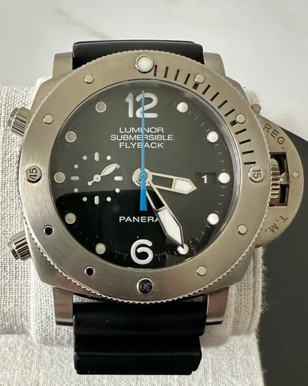2016 Panerai Submersible 1950 3 Days Chrono Flyback 47MM Black Dial Rubber Strap (PAM00614)